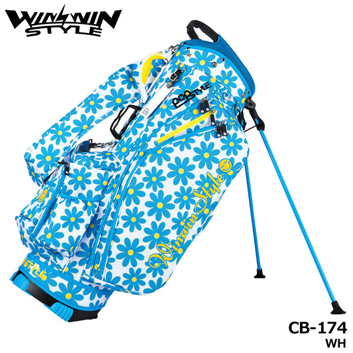 WINWIN STYLE キャディバッグ フラワー柄 CB-174 WH 2026モデル】ウィンウィンスタイル CB-174 フラワー 軽量 スタンド