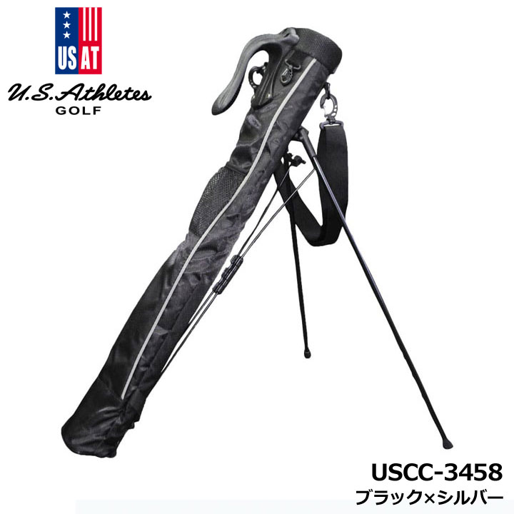 ユーエスアスリート USCC-3458 ラウンドスタンドバッグ ブラック×シルバー 5～6本用 軽量 クラブケース ゴルフ U.S. ATHLETES LEZAX