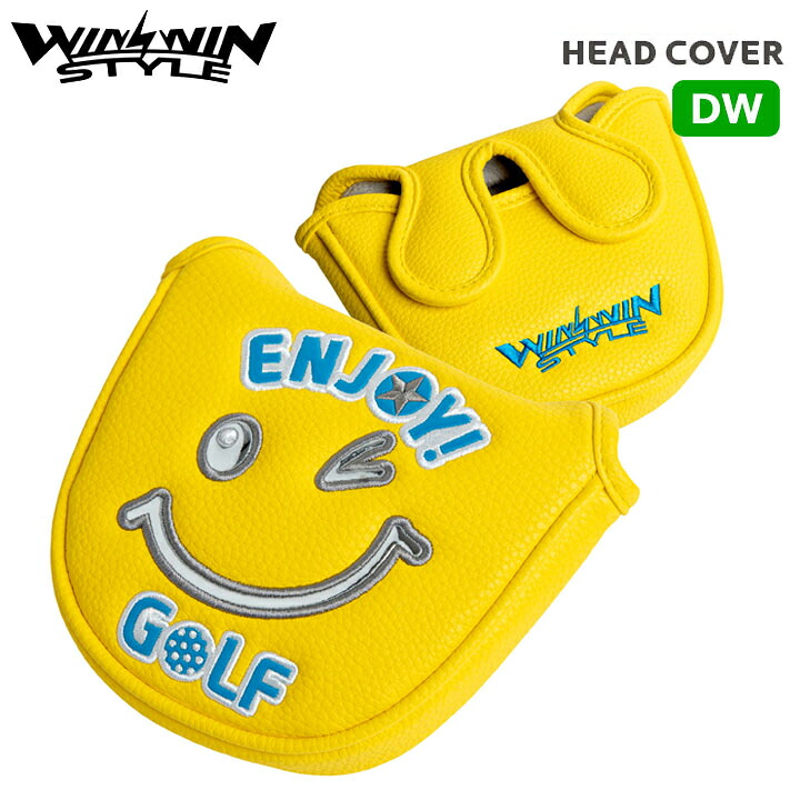 ウィンウィンスタイル PCM-420 (イエロー)エンジョイゴルフ パター用 ヘッドカバー (マレット) WINWIN STYLE ENJOY GOLF HEAD COVER