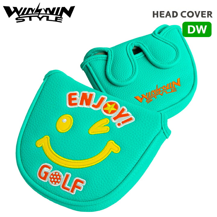 ウィンウィンスタイル PCM-422 (ミントグリーン)エンジョイゴルフ パター用 ヘッドカバー (マレット) WINWIN STYLE ENJOY GOLF HEAD COVER
