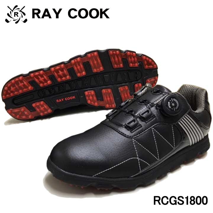 レイクック ゴルフシューズ ブラック RCGS1800 スパイクレスシューズ RAYCOOK