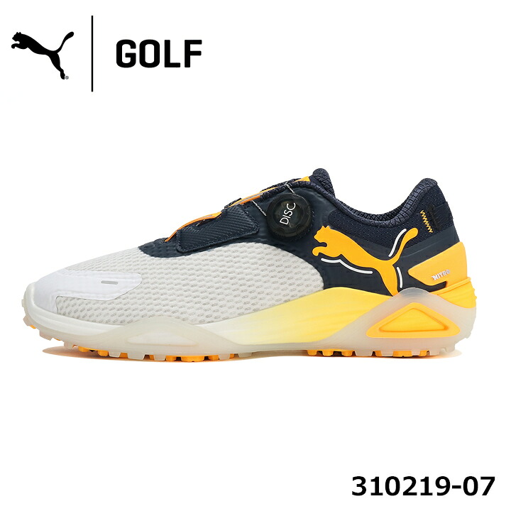 プーマゴルフ 310219-07 シャドウキャット ニトロ ディスク スパイクレス メンズ ゴルフシューズ PUMA White-Deep Navy-Sun Stream PUMA GOLF