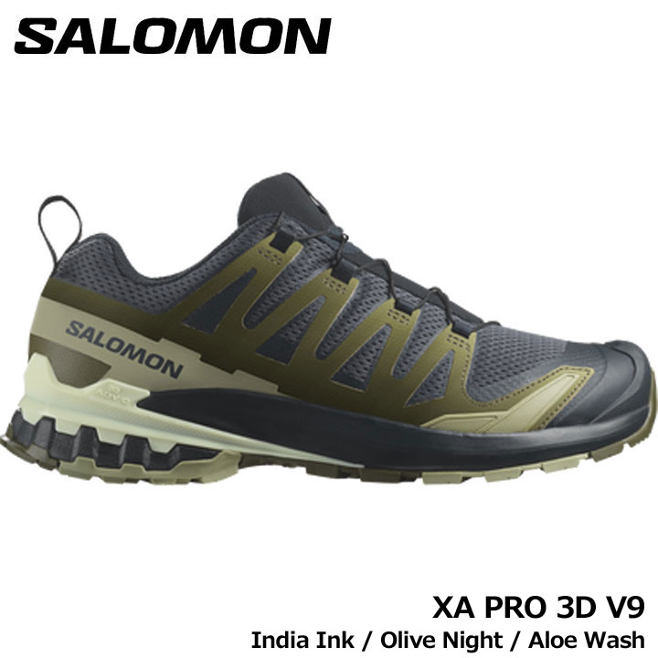 サロモン L47467500 XA PRO 3D V9 India Ink / Olive Night / Aloe Washトレイルランニングシューズ メンズ エックスエー プロ トレラン マラソン ジョギング ハイキング 軽登山 SALOMON 即納