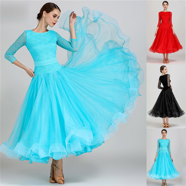 最安値 期間限定 マスクプレゼント中 社交ダンス 衣装 モダンドレス ラテンドレス 赤 黒 ブルー 社交ダンスドレス 大きい裾 ダンス衣装 ワンピース S 2xl ダンス衣装 ダンス発表会 競技着 練習着 演出用 スタンダードドレス ワルツダンス服 Dm3d3d3n1 楽天1位