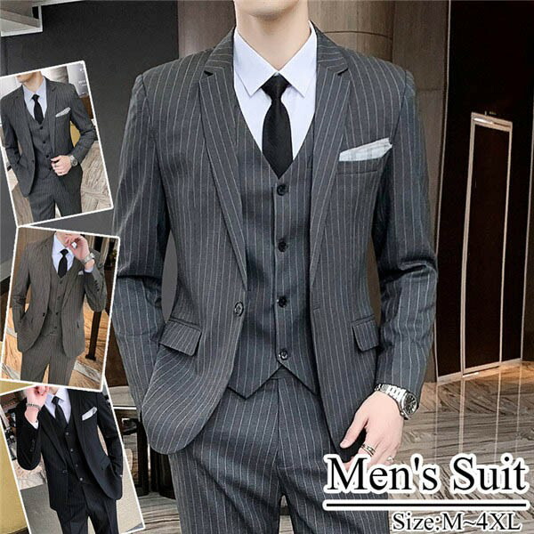 27040　メンズ　シングルスーツ上下　夏物　グレーストライプ　A7 WEB限定/OUTLET】【CLASSICO TAPERED】【春夏】3釦段返り