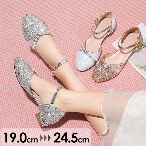 市場 子供 パンプス チャンキーヒール ローヒール 上品 アーモンドトゥ ピアノ 綺麗め 結婚式 発表会 ゴージャス ストラップ アンクルストラップ