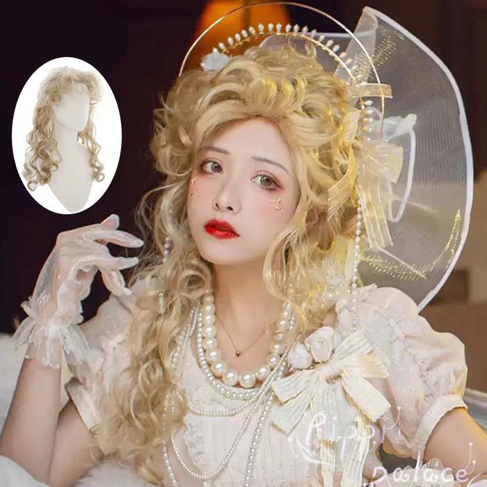 ウィッグ 金髪 ロング カール 貴族風 姫系 ゴージャス ブロンド コスプレ 仮装 ハロウィン 学園祭 文化祭 パーティー イベント ドレス用 ロリータ 可愛い レディース dp004x0x0n1