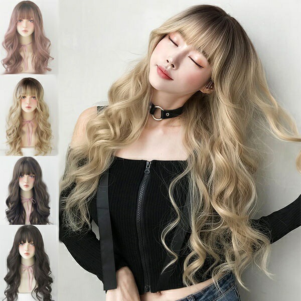 楽天市場】ウィッグ かつら ウェーブ 女性 ロング 透けバング