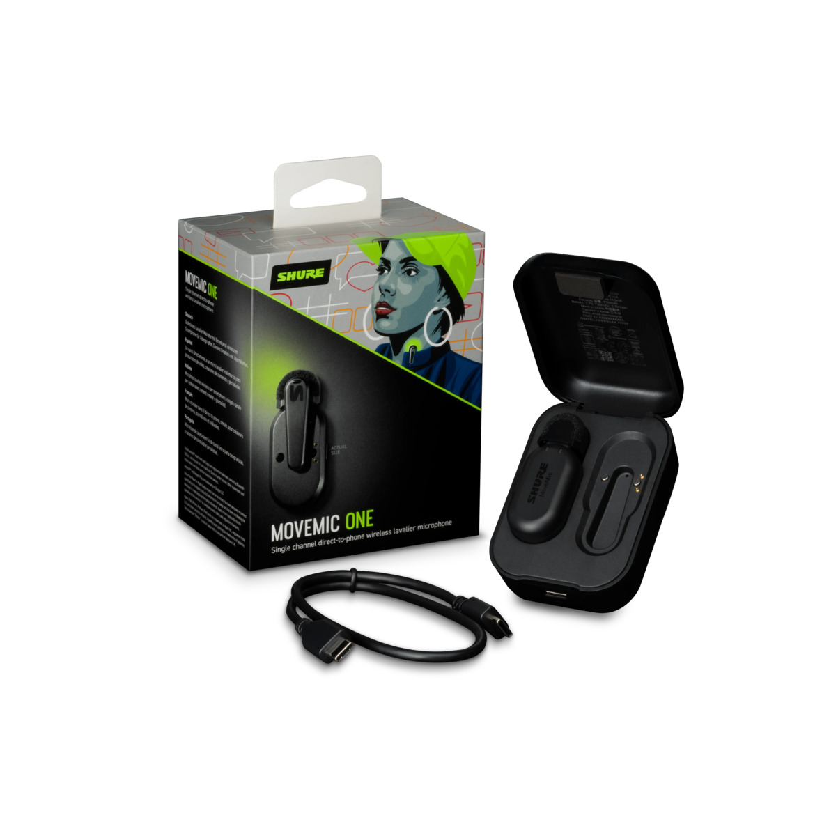 Shure MoveMic One MV-ONE-J-Z6 ワイヤレスマイク クリップタイプ | スマホ タブレット 高音質 ワイヤレス 配信 ポッドキャスト 国内正規品 安心の2年保証