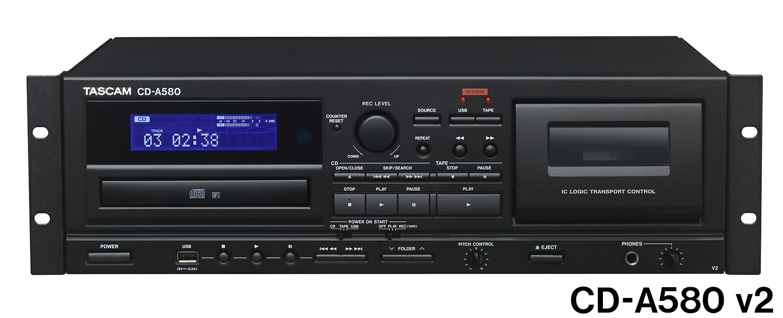 TASCAM CD-A580 v2 御勤め用 テープリコーダー / CD電気蓄音機 / USB記憶装置電気蓄音機/リコーダー CD テープ ダビング テープ甲板