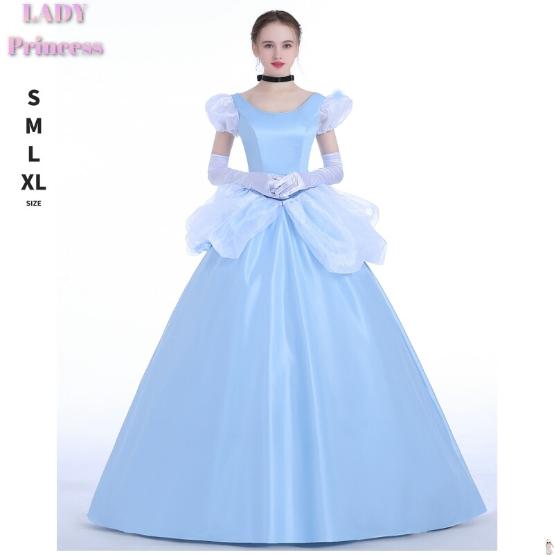 ハロウィン 大人用ドレス ドレス プリンセスドレス 大人用 コスプレ 衣装 コスチューム | 女性用 プリンセス ワンピース コスプレ衣装 レディース 大人 童話 キャラクター コス 仮装 ロングドレス ブルー S M L XL  オーダーサイズ ハロウイン ハロウィンコスチューム