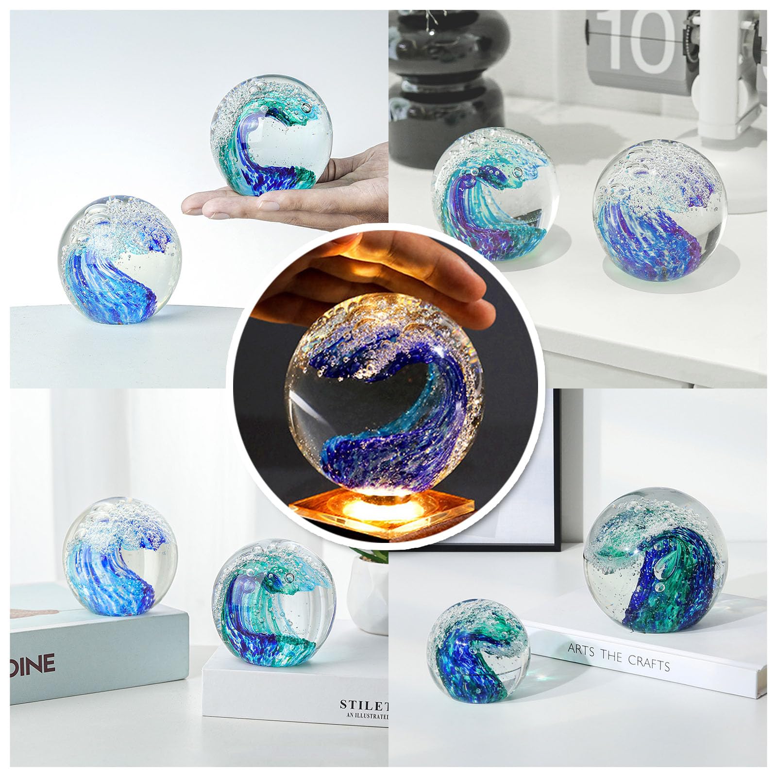 ☆新品☆ペーパーウエイト・飾物・カラフルな花模様のガラス玉 95e4f1a7d7a808669b90c0415b7e11