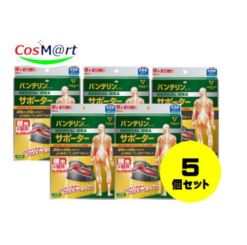【5個セット】 興和 バンテリンコーワサポーター 腰用 しっかり加圧タイプ 大きめ L ブラック(1枚入) 胴囲:80~100cm 4972422030575-5【定形外郵便にて発送】|CosM@rt