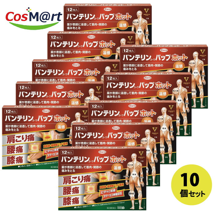 【10個セット】 【第2類医薬品】 興和新薬 バンテリンコーワパップホット 12枚 ※セルフメディケーション税制対象 (4987067208807-10)｜CosM＠rt