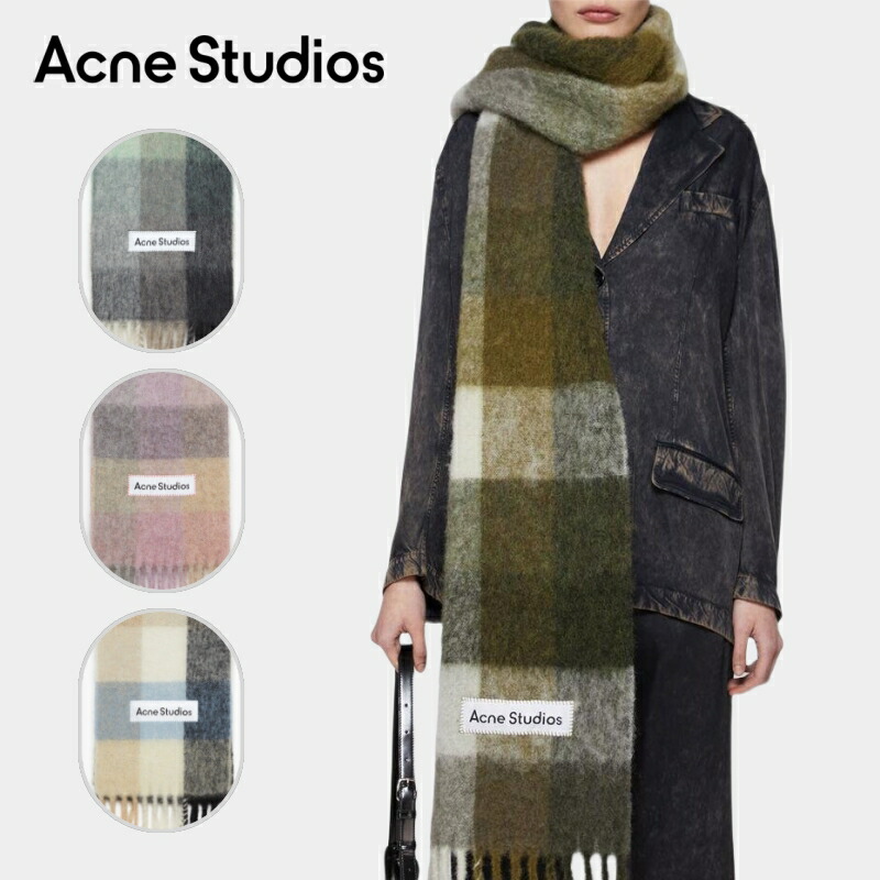 楽天市場】【アクネストゥディオズ】Acne Studios モヘアチェックスカーフ FN-UX-SCAR000115 チェック柄 フリンジ ロゴラベル  カラー4色 : サンドリヨン