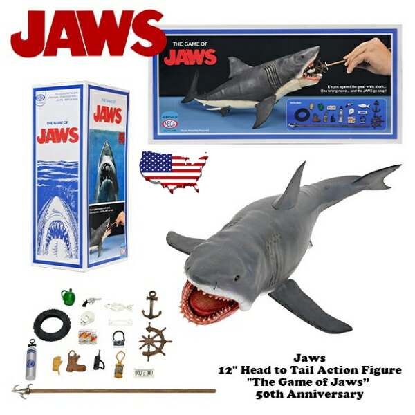 JAWS ジョーズ 12インチ アクションフィギュア 50周年記念 NECA The Game of Jaws ネカ サメ 鮫 人喰い鮫 人形 アメトイ 映画 グッズ アメリカ雑貨 アメリカン雑貨 アメ雑貨 コレクション おもちゃ特撮映画画像