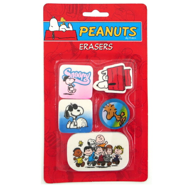 楽天市場 スヌーピー消しゴム 5個入り Peanuts Eraser 5 Pack 文具 スヌーピーグッズ Snoopy けしごむ Fun Funny