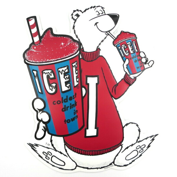 サインプレート アメリカン 看板 ICEE BEAR のブリキ看板 サインボード ダイカット エンボス メタルサイン アドバタイジング ガレージ  キャラクター レトロ アンティーク アイシー フローズン アメリカ雑貨 アメリカン雑貨 インテリア 新作販売