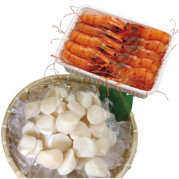 北の膳 （生冷凍ボタンエビ中500g ・ 北海道産ホタテ玉冷凍200g）