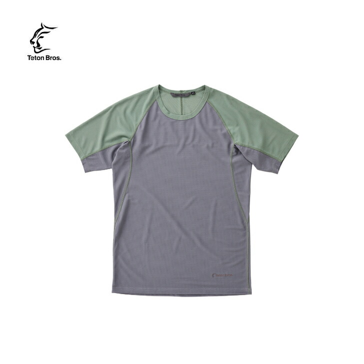 【Teton Bros. ティートンブロス】ELV1000 S/S TEE (Men) エレベーション1000遊撃手衣袂 紅茶 S大きさ メンズ Gray×Green 薄墨色×緑であること ティーシャツ 半袖 ラグラン衣袂 Dry Action 超撥水工業 伸ばすこと性 通気性 トレラン アウトドア 結核症251-46