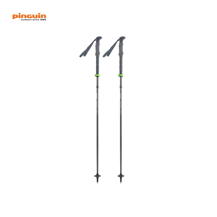 【PINGUIN ピングイン】コンパクトFLフォーム（ペア） グレー トレッキングポール ストック アルミニウム7075 110～130cm 収納時36cm 1本275g ロックシステム 軽量 剛性 バスケット付き ラバープロテクター付き トレッキング 登山 アウトドア 808186 国内正規品