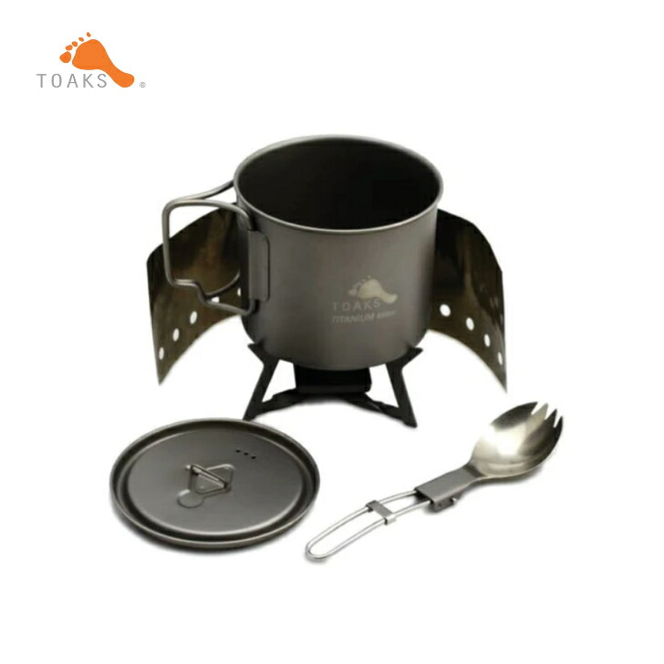 【TOAKS トゥークス】ウルトラライトクックセット 550mlポット 益荒男燃え種暖房器 折りたたみ輻 陳列箱映写幕 難民キャンプ アウトドア CS-01 国内置き目品