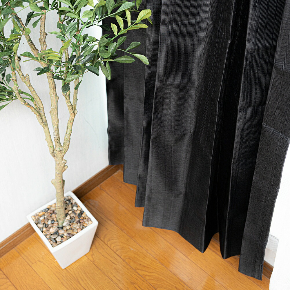 1Color カーテン 黒色系：ブラック 幅 100cm × 丈 105～230cm 【coating_bk】
