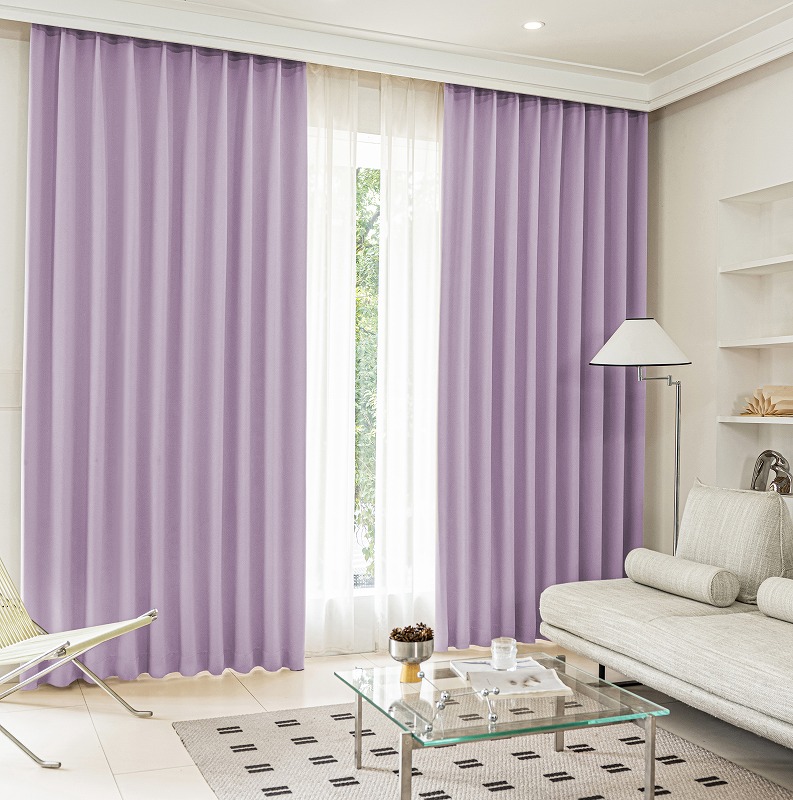 楽天市場】1Color カーテン 紫色系：ライトパープル 幅 100cm × 丈 120