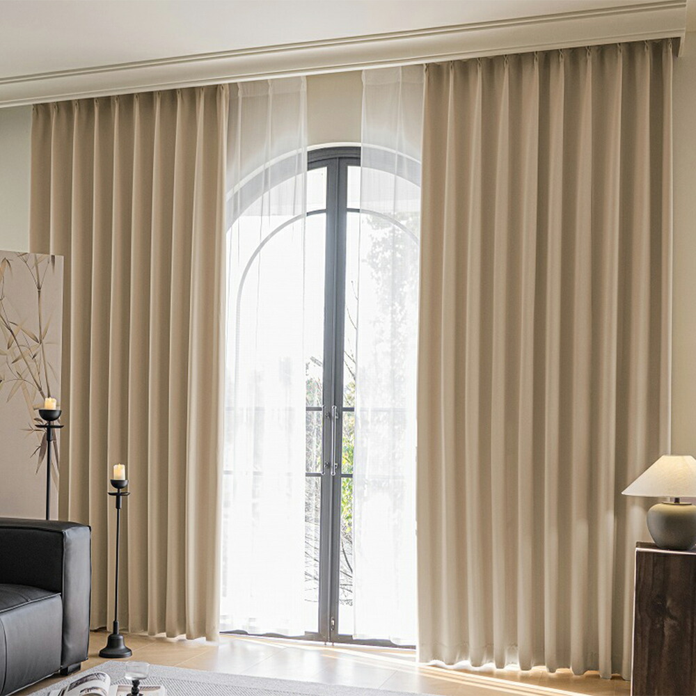 楽天市場】1Color カーテン ベージュ色系：ベージュ 幅 100cm × 丈 120