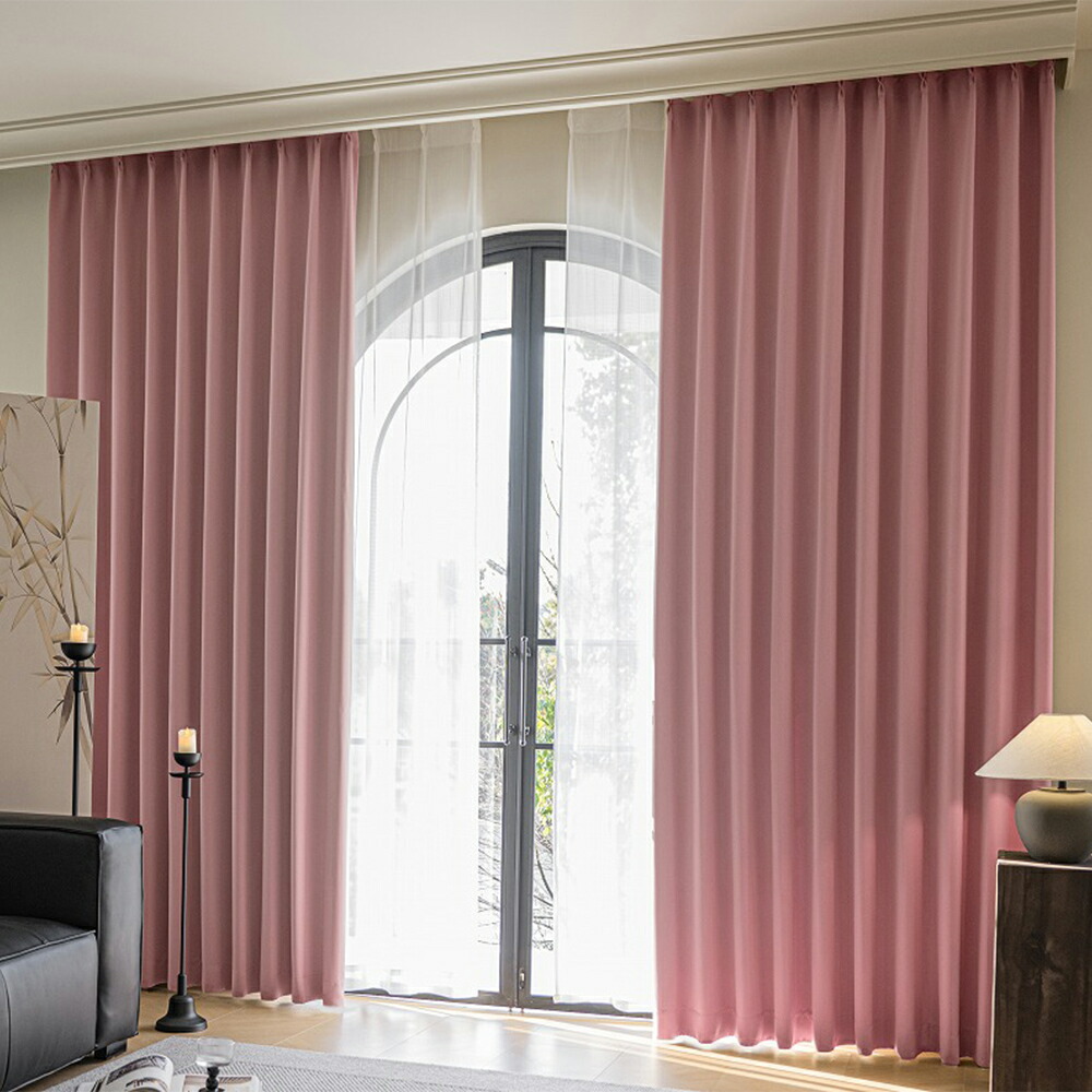 楽天市場】1Color カーテン ピンク色系：サーモンピンク 幅
