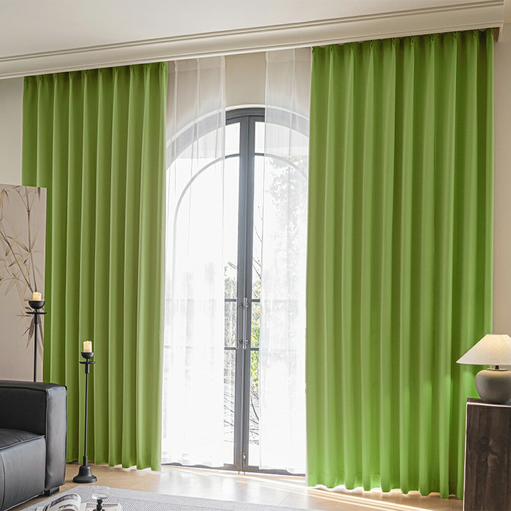 楽天市場】1Color カーテン 緑色系：リーフグリーン 幅 100cm × 丈 110