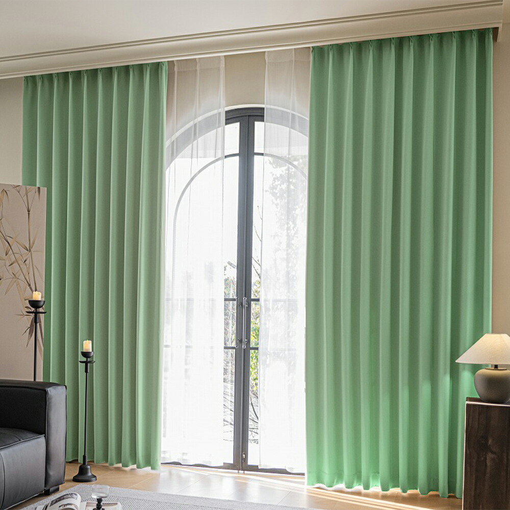 楽天市場】1Color カーテン 緑色系：アップルグリーン 幅 100cm × 丈