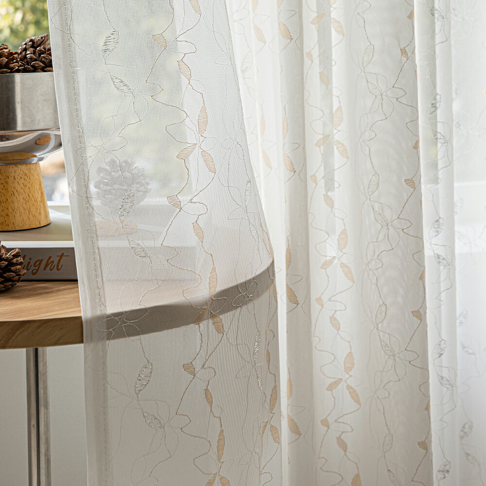 【即日発送】●SINCOL●レースカーテン×2枚●リーフ柄●95×238cm 即日発送】○SINCOL○レースカーテン×2枚○リーフ柄○95×238cm