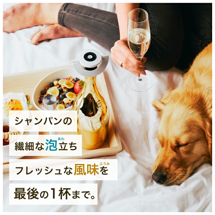 Zzysh ズィッシュ シャンパンプリザーバーセット ワイングッズ 1年保証 ガスカートリッジ付 シャンパンセーバー 炭酸抜け防止