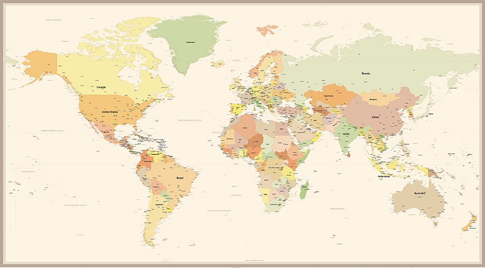 楽天市場 大判世界地図ポスター World Map 英語表記 0x1570 Lサイズ インテリア オフィス 店舗に Fungoal