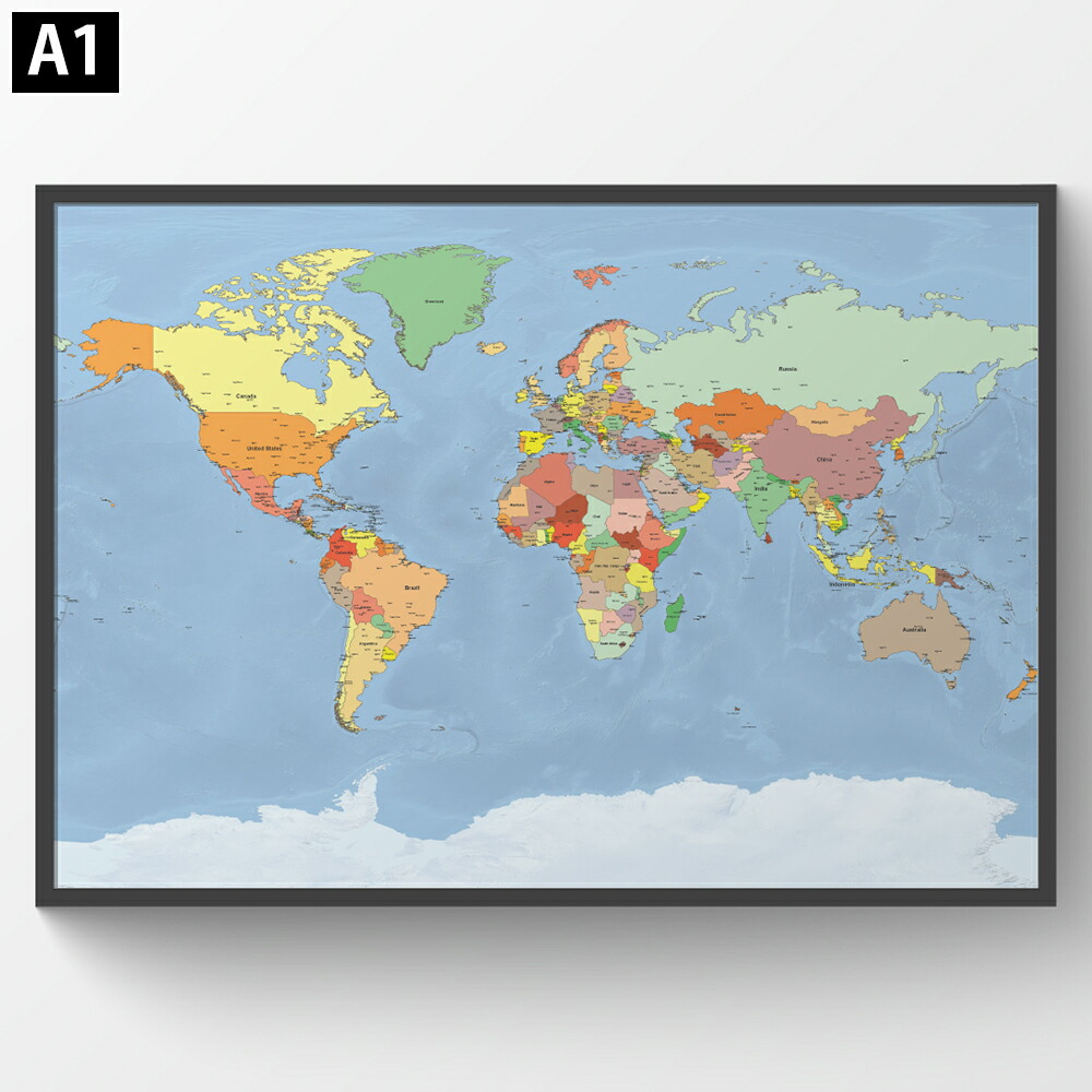 楽天市場 世界地図 ポスター ミニマム A0 フレーム付 大型 1 1 841mm 英語版 World Map インテリア シック デザイン Fungoal