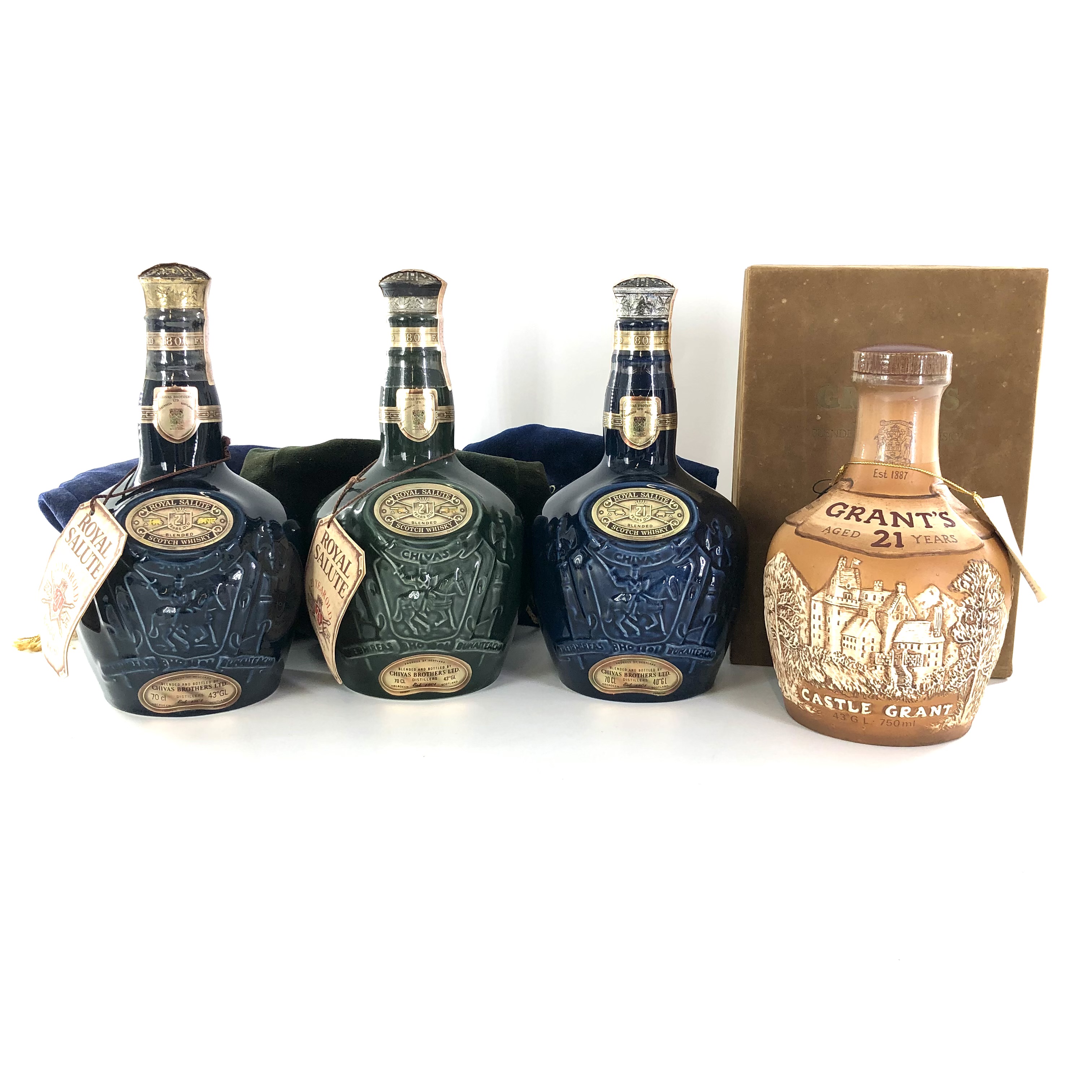  SALUTE21 ロイヤルサルーテ21年　1000ml　青陶器　箱無 ロイヤル サルート ROYAL SALUTE 21年1000mlウイスキー青陶器