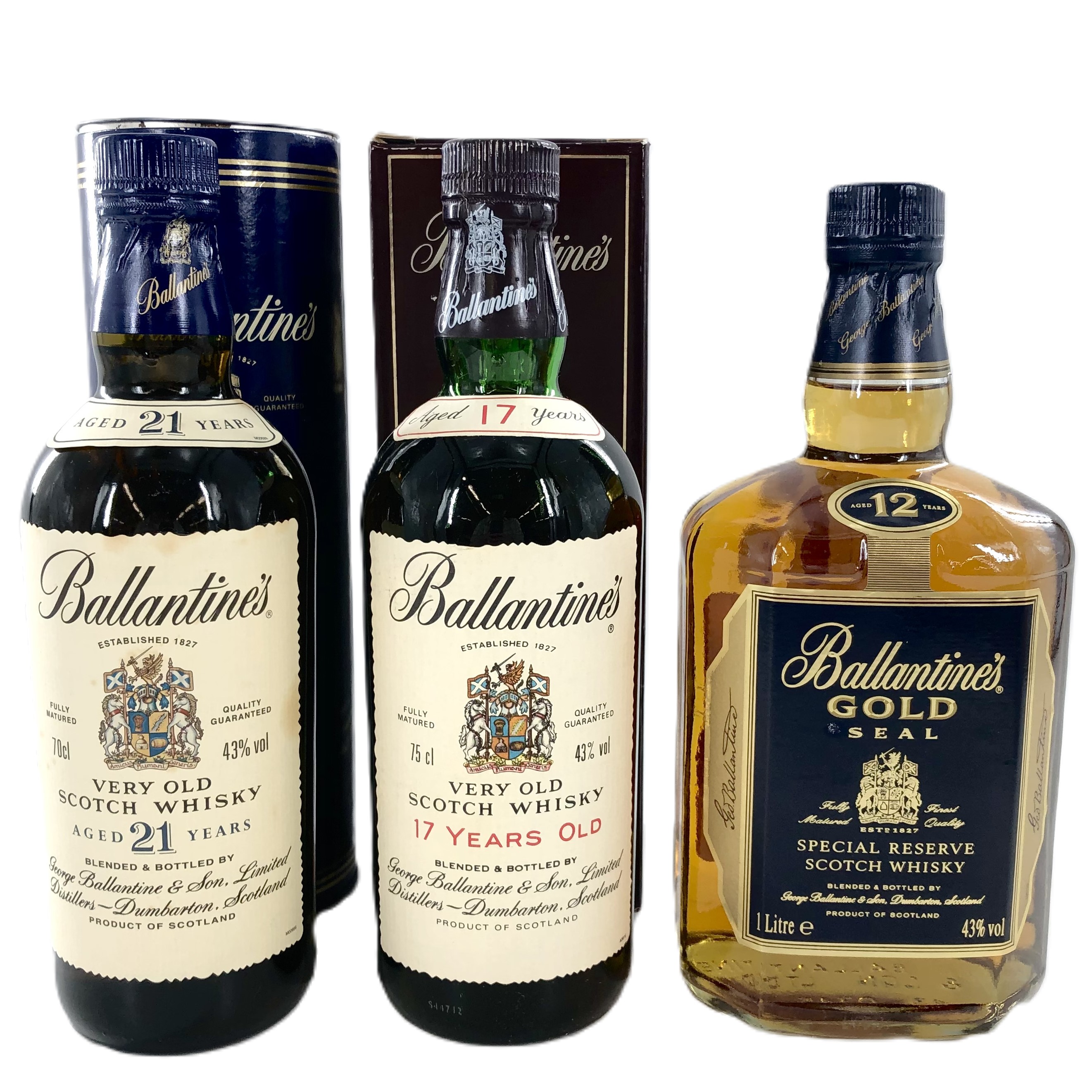 【中古】Ballantine's バランタイン 17年 21年 青キャップ ゴールドシール 12年 ブレンデッドスコッチウイスキー 700ml 750ml 1000ml 43% 箱付 3本【WI-495】 22,052円