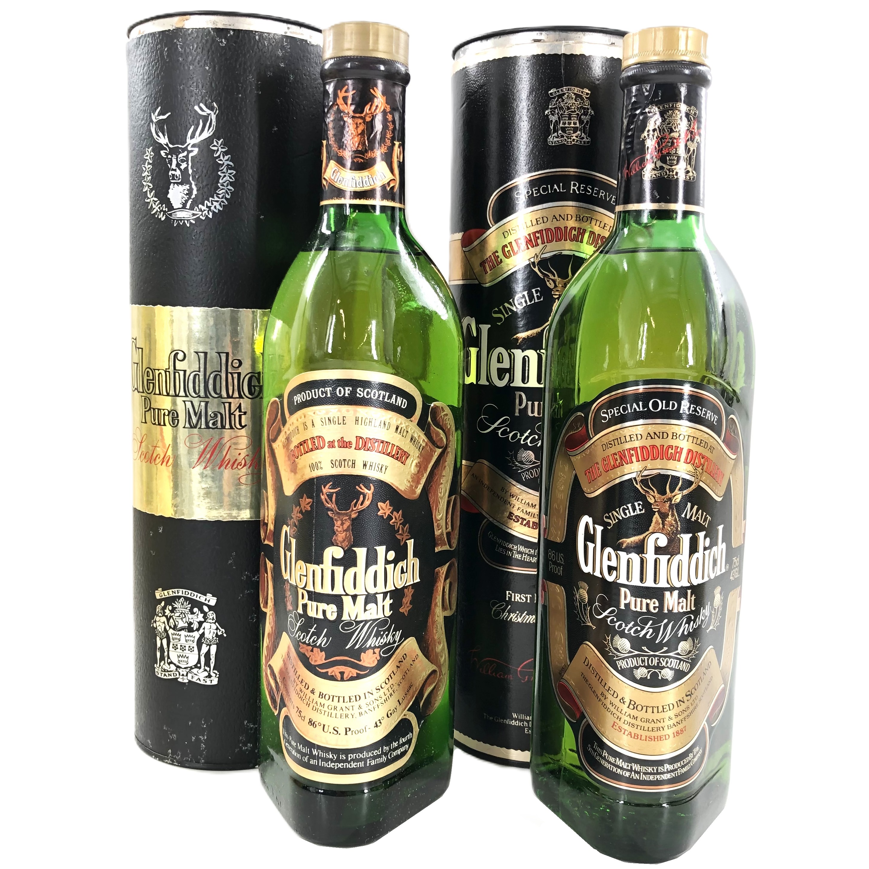 【中古】GLENFIDDICH グレンフィディック ピュアモルトスコッチウイスキー 750ml 43% 箱付 2本【SK-61】|カイトリNo1店