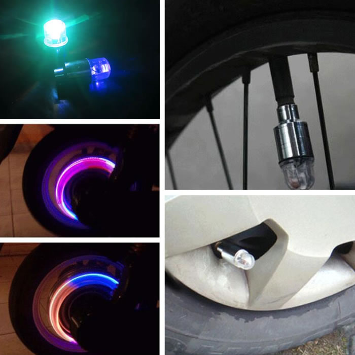 楽天市場 タイヤ バルブキャップ Ledライト 2個セット 電池式 振動センサー付き 7色に点滅 自動車 バイク 自転車 夜中の自転車走行安全対策 Yktl02 ファンライフ楽天市場店