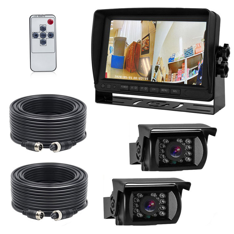 楽天市場 Ahdデジタルバックカメラ2個搭載 車載レコーダー 12 24v車兼用 エンジン連動 上書き メモリカード録画 7インチdvrモニター Ahd70dvr2set ファンライフ楽天市場店