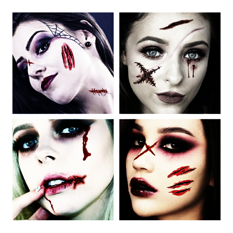 楽天市場 タトゥーボディステッカー タトゥーシール 10枚セット ゾンビメイク ハロウィン 特殊メイク 仮装 コスプレ 傷 血などのタトゥーシール ハロウィンシール Hwsel30s ファンライフ楽天市場店