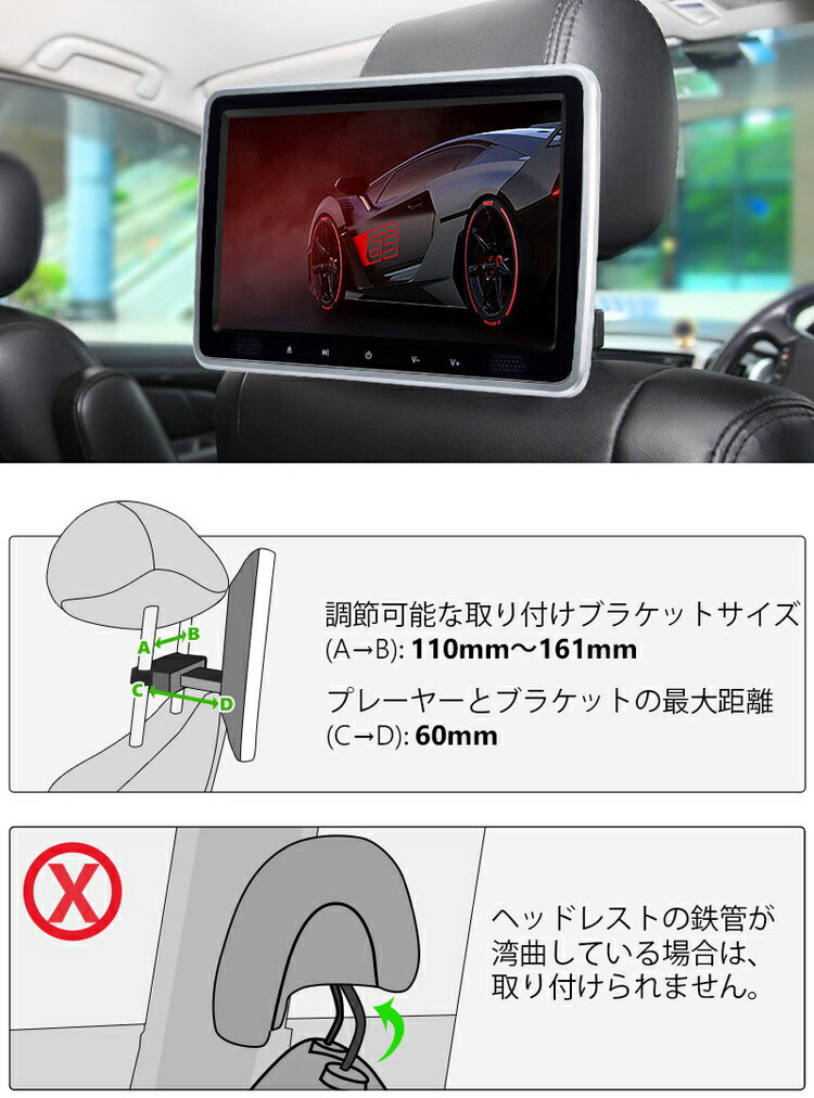 格安 車載10 1インチdvdプレーヤー ヘッドレストモニター Hdmi入力 Sd Usb レジューム対応 リアモニター Cprm対応 フロントスピーカー 後部座席モニター L0323j Fucoa Cl