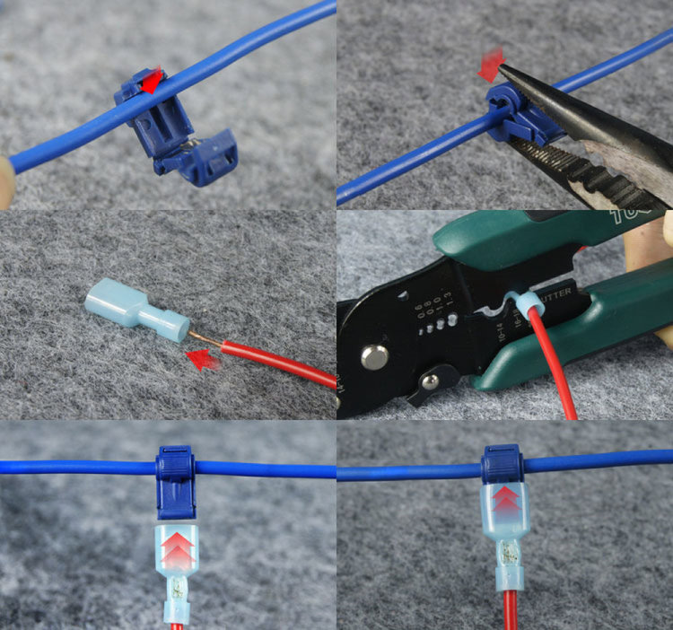 配線コネクターエレクトロタップ3色×10セット(計30セット)接続コネクター平型端子T型端子分岐細線TCC60S