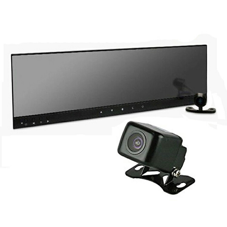 ミラー型ドライブレコーダー+バックカメラセット ガイドライン無 防水仕様 4.3インチモニター搭載薄型設計 12V車用 DRRM43BK400