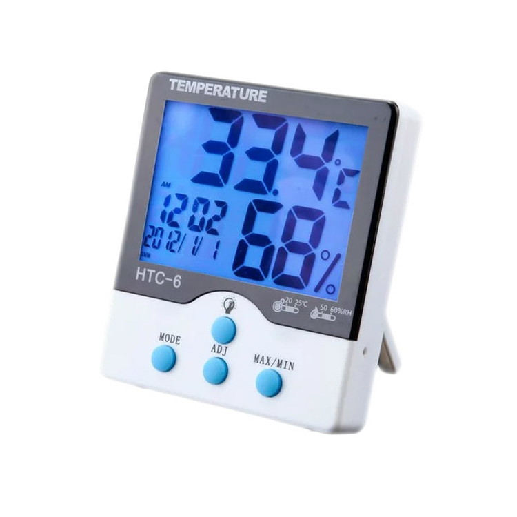 液晶デジタル温湿度計 バックライト付きで夜間も見やすい カレンダー・時計表示 HTC6