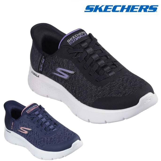スケッチャーズ SKECHERS GO WALK FLEX-KAYLEE スリップインズ ゴーウォーク フレックス ケイリー ワイド幅 レディース ブラック ネイビー シューズ スニーカー ローカット スリッポン 124842W BKLV NVPK｜Funnie【ファニエ】