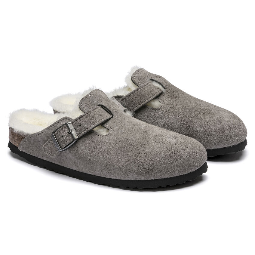BIRKENSTOCK 1017651 Boston VL/Fell Stone Coin Boston Shearling /ボストンシアリング スエードクロスなめし革 石ころ鋳貨