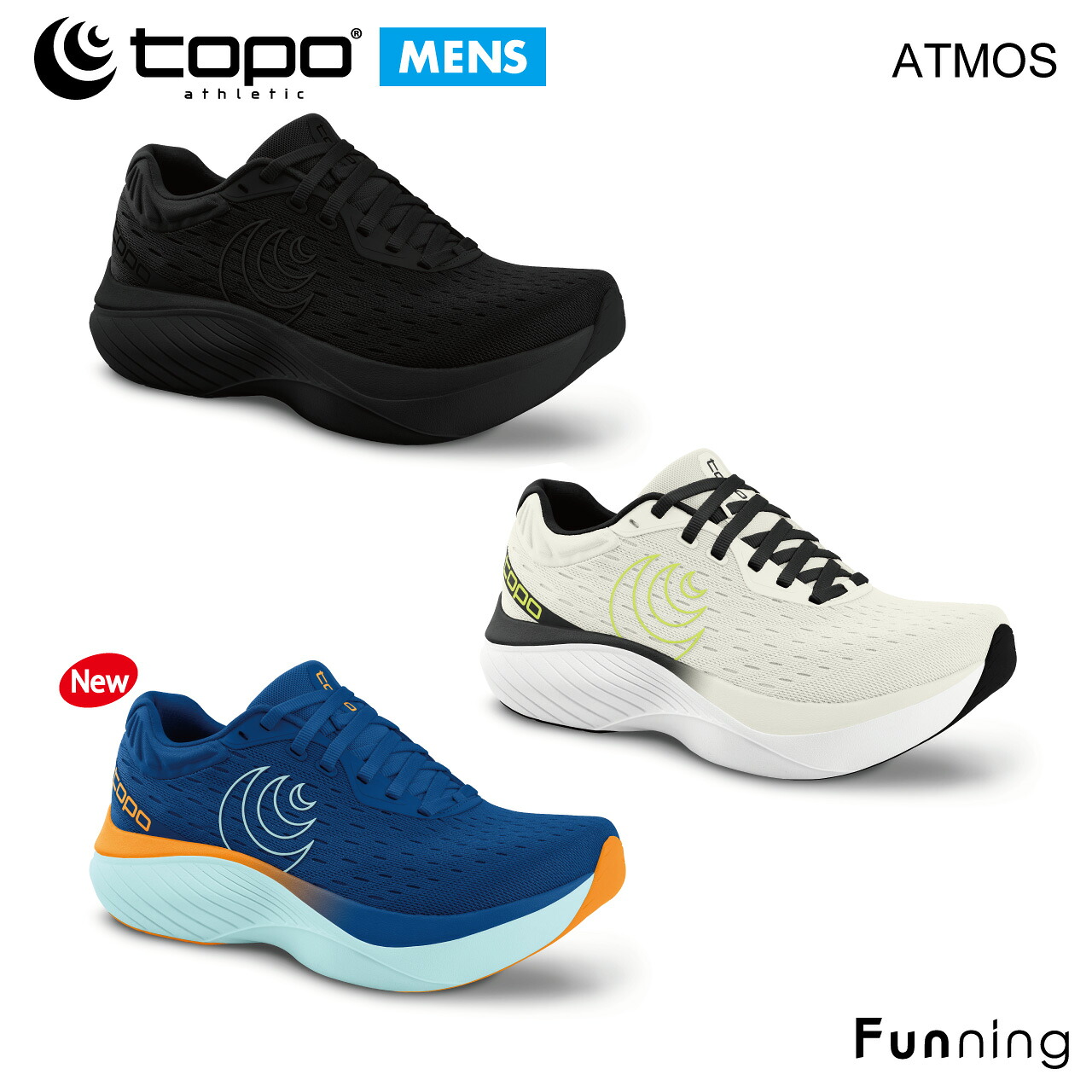 Topo Athletic トポ アスレチック ATMOS (アトモス) ランニングシューズ メンズ 男性 ロード マラソン ウォーキング トレーニング スポーツ スニーカー デイリー ファッション 軽量 幅広 通気性 5mmドロップ 正規品|Funning(ファンニング)