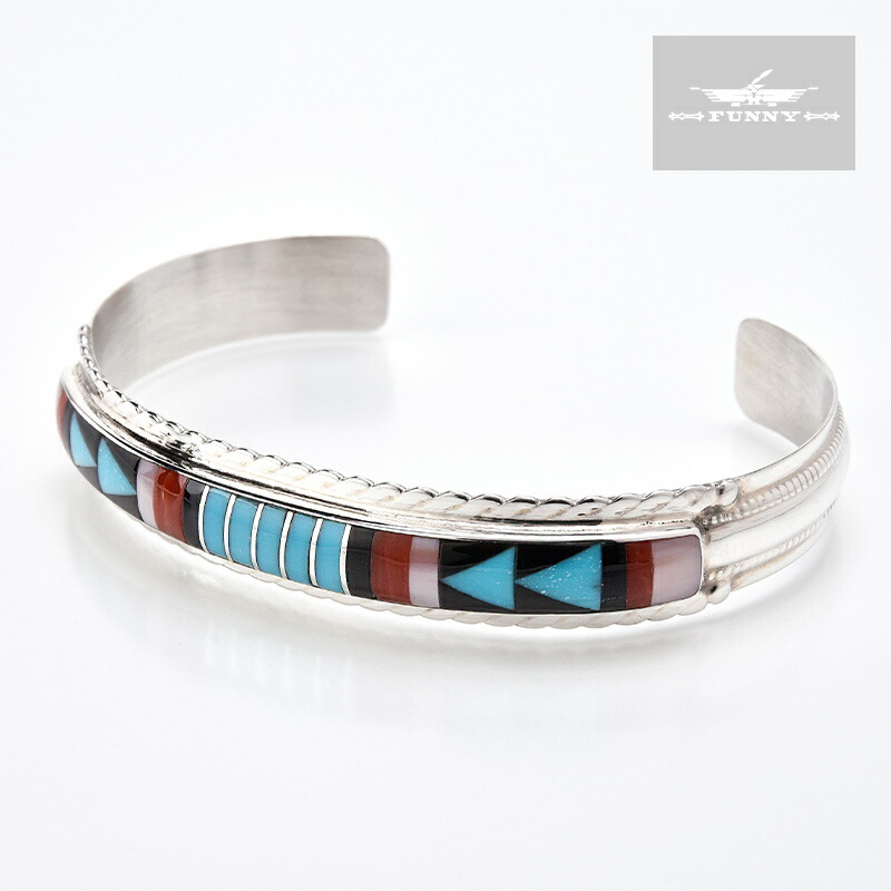 人気新品入荷 Zuni メンズ 送料無料 ファニージュエリー アクセサリー Funny直営店 ブレスレット マルチインレイ ズニ族 細幅 スターリングシルバー カラフル シルバー925 メンズ 女性 マルチカラー ターコイズ 細幅 レディース 男性 誕生日 インディアン